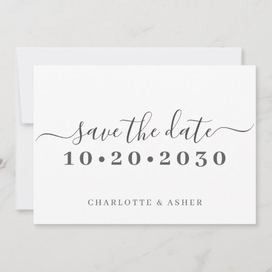 Trendy Simple Script Typografy Save the Date (Vorderseite)