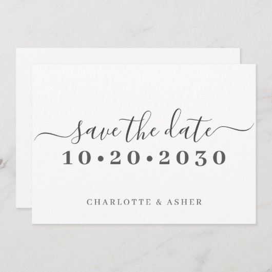 Trendy Simple Script Typografy Save the Date (Vorne/Hinten)