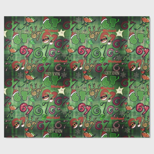 Trendy Sixty Seven  Wrapping Paper I Lucky 67 Geschenkpapier (Flach)