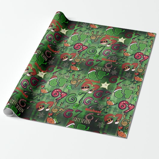 Trendy Sixty Seven Wrapping Paper I Lucky 67 Geschenkpapier (Ungerollt)