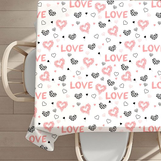 Trendy Sketch Style Heart Love Lettering Valentine Tischdecke