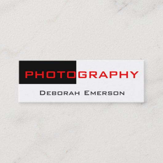 Trendy Skinny White Black Red Business Card Mini Visitenkarte (Vorderseite)