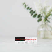 Trendy Skinny White Black Red Business Card Mini Visitenkarte (Stehend Vorderseite)
