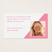 Trendy-Skript-Einflussfaktor rosa Foto-Visitenkart (Rückseite)