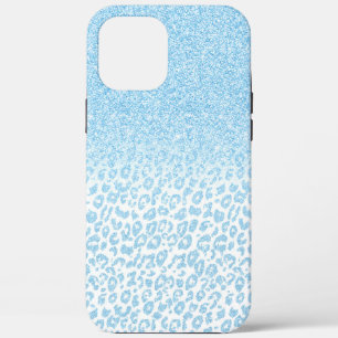 Trendy Sky-Blue Glitzer Leopard Print Ombre Design Case-Mate iPhone Hülle