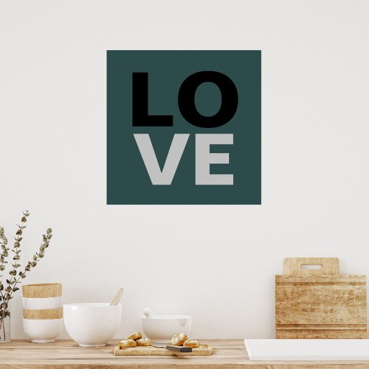 Trendy Slate Gray Background Liebe Wedding Poster (Küche)