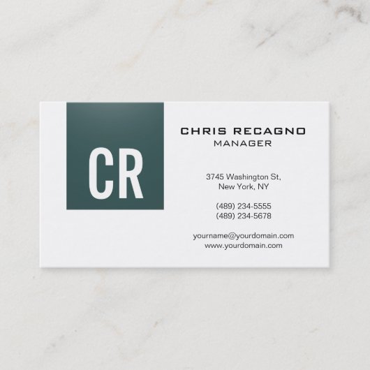 Trendy Slate Gray White Monogram Business Card Visitenkarte (Vorderseite)