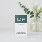 Trendy Slate Gray White Monogram Business Card Visitenkarte (Stehend Vorderseite)