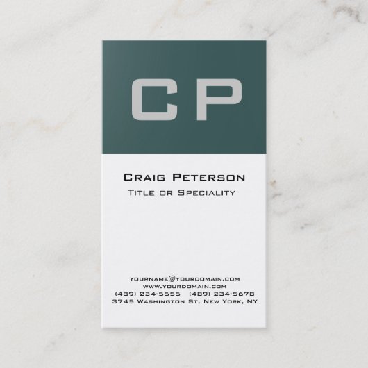 Trendy Slate Gray White Monogram Business Card Visitenkarte (Vorderseite)