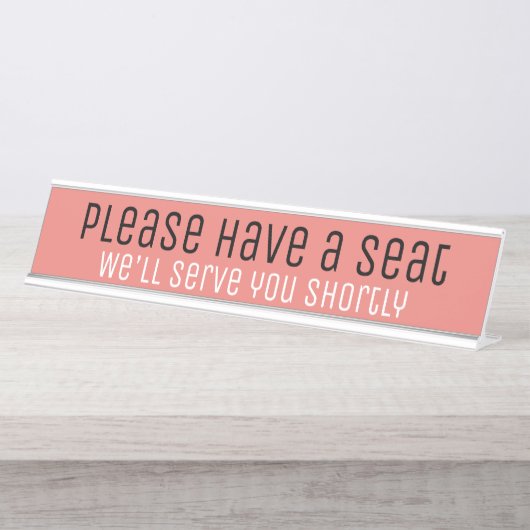 Trendy, Sleek "Bitte nehmen Sie Platz" Schreibtischnamensplakette (Vorderseite )