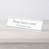 Trendy, Sleek "Bitte nehmen Sie Platz" Schreibtischnamensplakette (Vorderseite )
