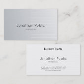 Trendy Sleek Design Elegant Silver Schlicht Luxus Visitenkarte (Vorne/Hinten)