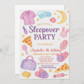 Trendy Sleepover Einladung zum Geburtstag (Vorne/Hinten)