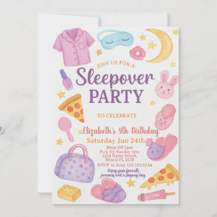 Trendy Sleepover Einladung zum Geburtstag