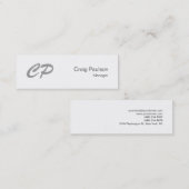 Trendy Slim Schwarz-weiß Monogram Business Card Mini Visitenkarte (Vorne/Hinten)