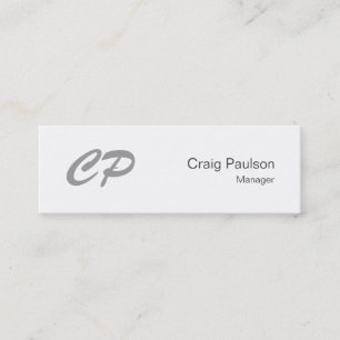 Trendy Slim Schwarz-weiß Monogram Business Card Mini Visitenkarte