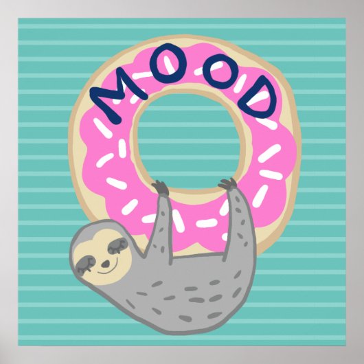 Trendy Sloth & Iced Donut MOOD Poster (Vorne)