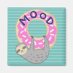 Trendy Sloth & Pink Iced Donut Mood Magnet