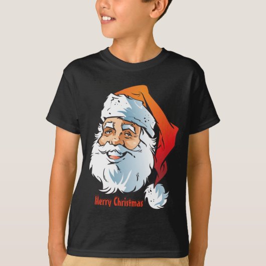 Trendy Smiling Santa Merry Weihnachten T-Shirt (Vorderseite)