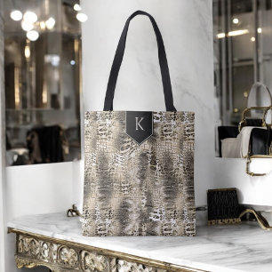Trendy Snakeskin Animal Print mit Ihrem Monogramm Tasche