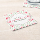 Trendy Snowflakes Holiday Green Whimsical Rechteckiger Pappuntersetzer (angewinkelt)