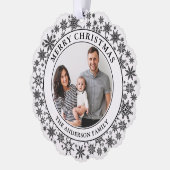 Trendy Snowflakes Schwarz und Weiß Frohe Weihnacht Ornament Karte (Links)