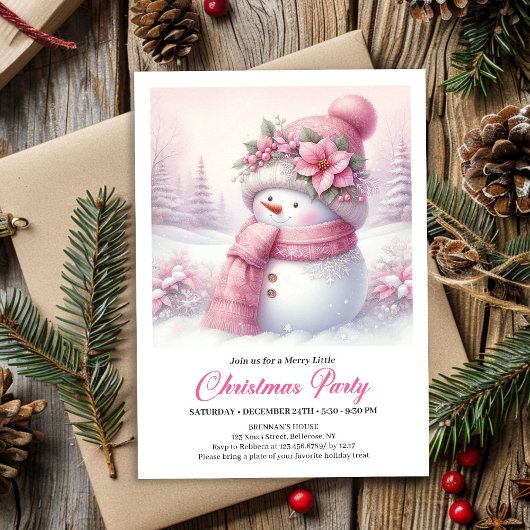Trendy Snowy Forest Kids Digital Christmas Invites Einladung