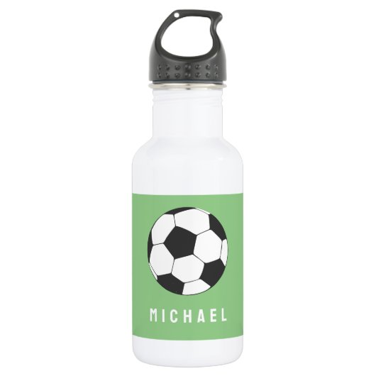 Trendy Soccer Ball Personalisiert Green Edelstahlflasche (Vorderseite)