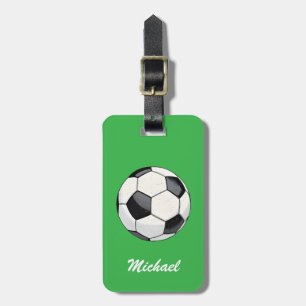 Trendy Soccer Ball Personalisiert Green Gepäckanhänger