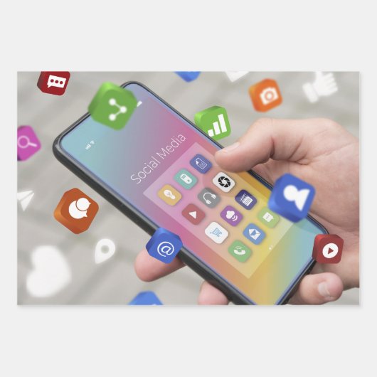 Trendy Social Media Design Geschenkpapier Set (Vorderseite)