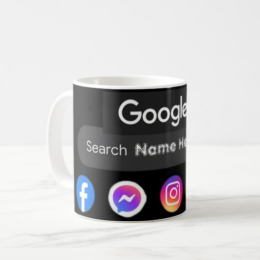 Trendy Social Media Icons Google Search Bar Black Kaffeetasse (Vorderseite Links)