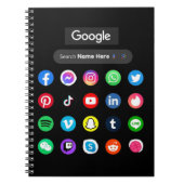Trendy Social Media Icons Google Search Bar Black Notizblock (Vorderseite)
