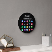 Trendy Social Media Icons Google Search Bar Black Runde Wanduhr