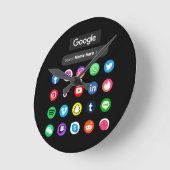 Trendy Social Media Icons Google Search Bar Black Runde Wanduhr (Winkel)