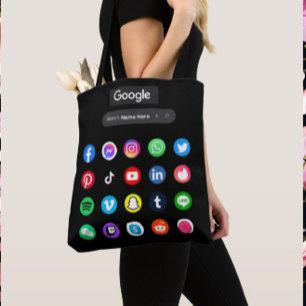 Trendy Social Media Icons Google Search Bar Black Tasche