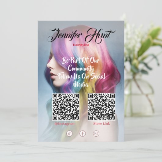 Trendy Social Media Style QR-Code Einladung (Stehend Vorderseite)