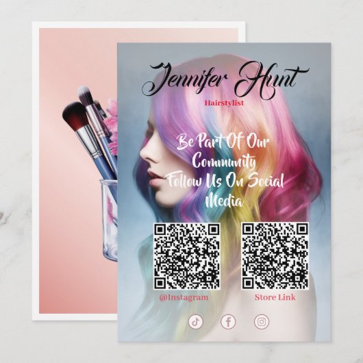 Trendy Social Media Style QR-Code Einladung (Vorne/Hinten)