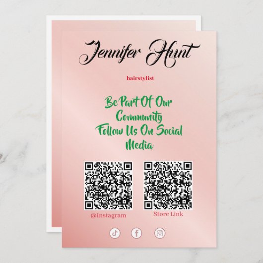 Trendy Social Media Style QR-Code Einladung (Vorne/Hinten)