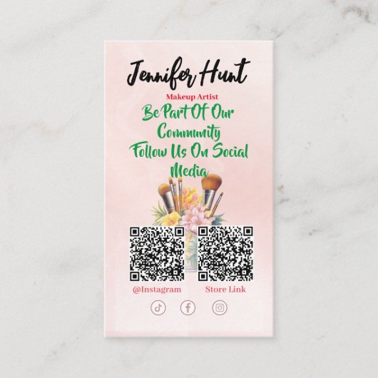 Trendy Social Media Style QR-Code Visitenkarte (Vorderseite)