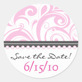 Trendy Soft Pink Swirke Save the Date Aufkleber