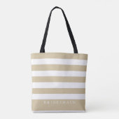 Trendy Sojabohnen Beige Streifenmuster Tasche (Rückseite)