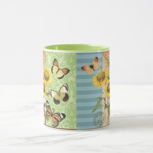 Trendy Sonnenblume- und Schmetterlings-Tasse Tasse (Zentrum)