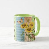 Trendy Sonnenblume- und Schmetterlings-Tasse Tasse (VorderseiteRechts)