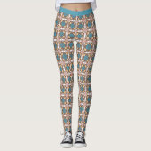 Trendy Southwestern Pattern Blue Khaki Yoga Leggings (Vorderseite)