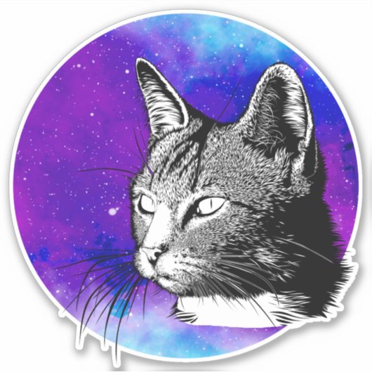 Trendy Space Nebula Cat Aufkleber (Vorderseite)
