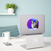 Trendy Space Nebula Cat Aufkleber (Laptop auf Schreibtisch)