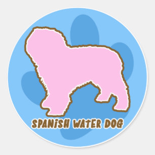 Trendy Spanish Water Dog Runder Aufkleber