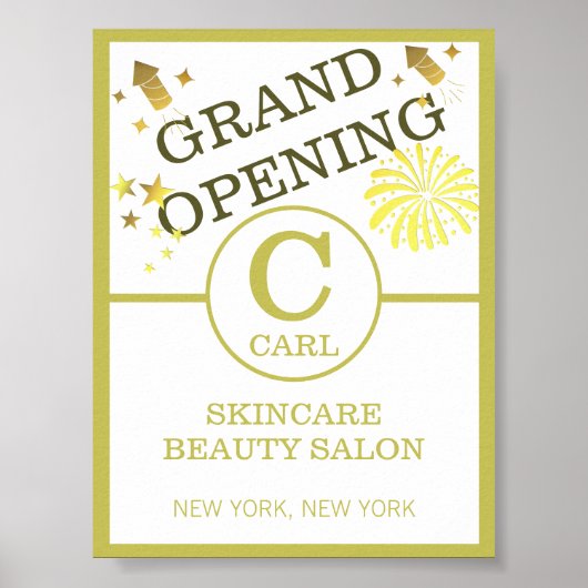 Trendy Spark Beauty Salon Monogram Business Progra Poster (Vorne)