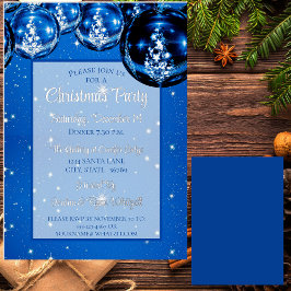 Trendy Sparkle Blue Ornaments Weihnachts-Party Folieneinladung