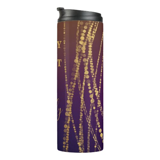 Trendy Sparkling Golden Burgundy Happy 16 Geburtst Thermosbecher (Nach rechts gedreht)